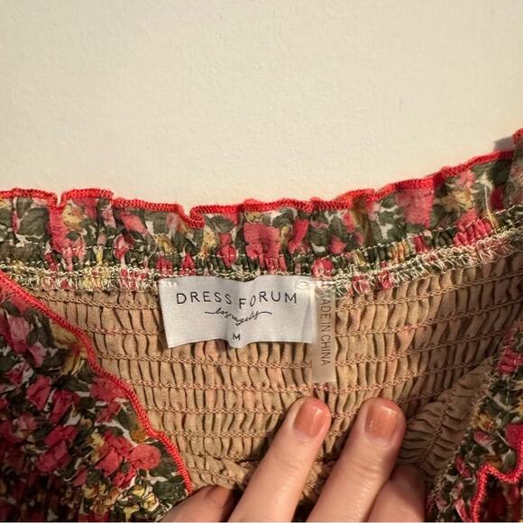 Tuckernuck Dress Forum Los Angeles Pink Floral Smocked Mini Dress Medium - Picture 11 of 11